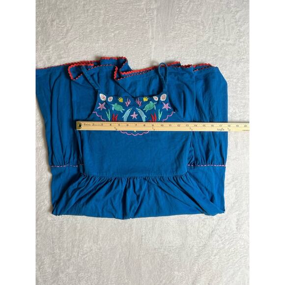 Boden Girl's Embroidered Sundress Size 11-12Y Blue Sea Animals Beachy Colorful - Picture 6 of 7
